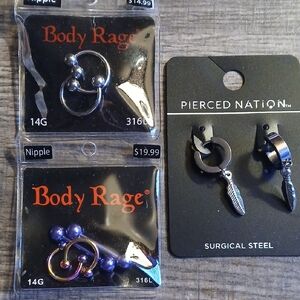Body Rage and Pierced Nation Surgical Steel Sets/ Nipple Piercings.